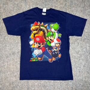 Nintendo Super Mario Bros Graphic T-Shirt Mens M Blue Port & Company Bowser